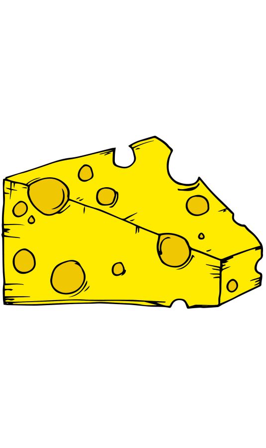 Drawing of a block of cheese © 2021, Lucie Cooke Illustrations