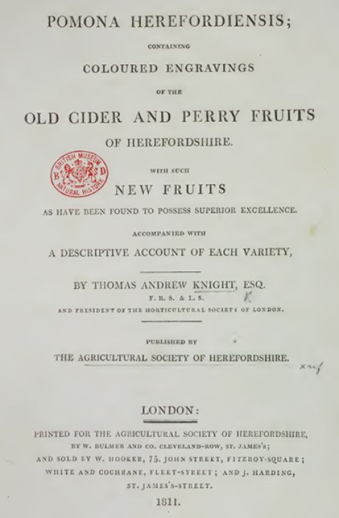 Document of Pomona Herefordiensis, Old Cider and Perry Fruits; ©1811, Thomas Andrew Knight, IA Collections, London