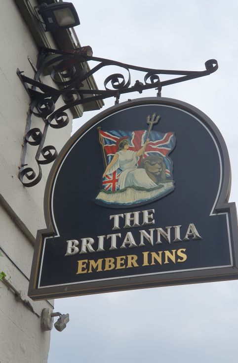 Photo of the Britannia pub sign, London Road, Headington, Oxford © Gazamp, 2023, Creative Commons License. https://commons.wikimedia.org/wiki/File:The_Britannia_pub_sign,_Headington,_Oxford,_April_2023.jpg