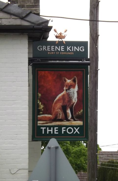 Photo of The Fox pub sign © Geographer 2016, Creative Commons License