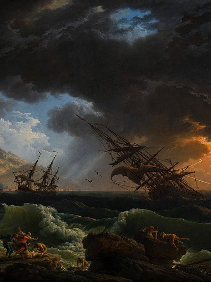 Painting titled A Shipwreck In Stormy Seas - Claude Joseph Vernet©1772, Claude-Joseph Vernet, National Gallery, London