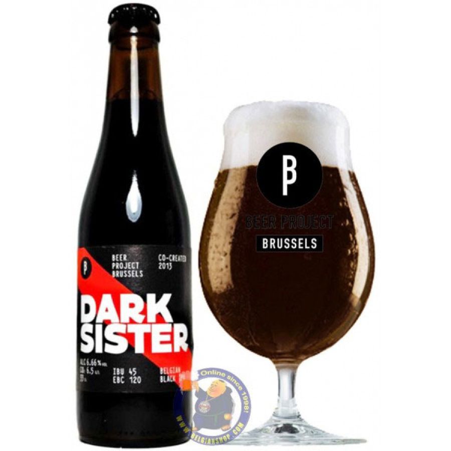 Pint and bottle of Dark Sister © Brussels Beer Project