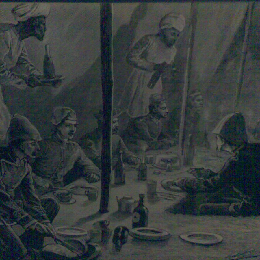 Painting of English troops drinking Bass IPA, Bengal,19th century © The National Brewery Centre Museum of Brewing, The National Brewery Heritage Trust, Burton upon Trent