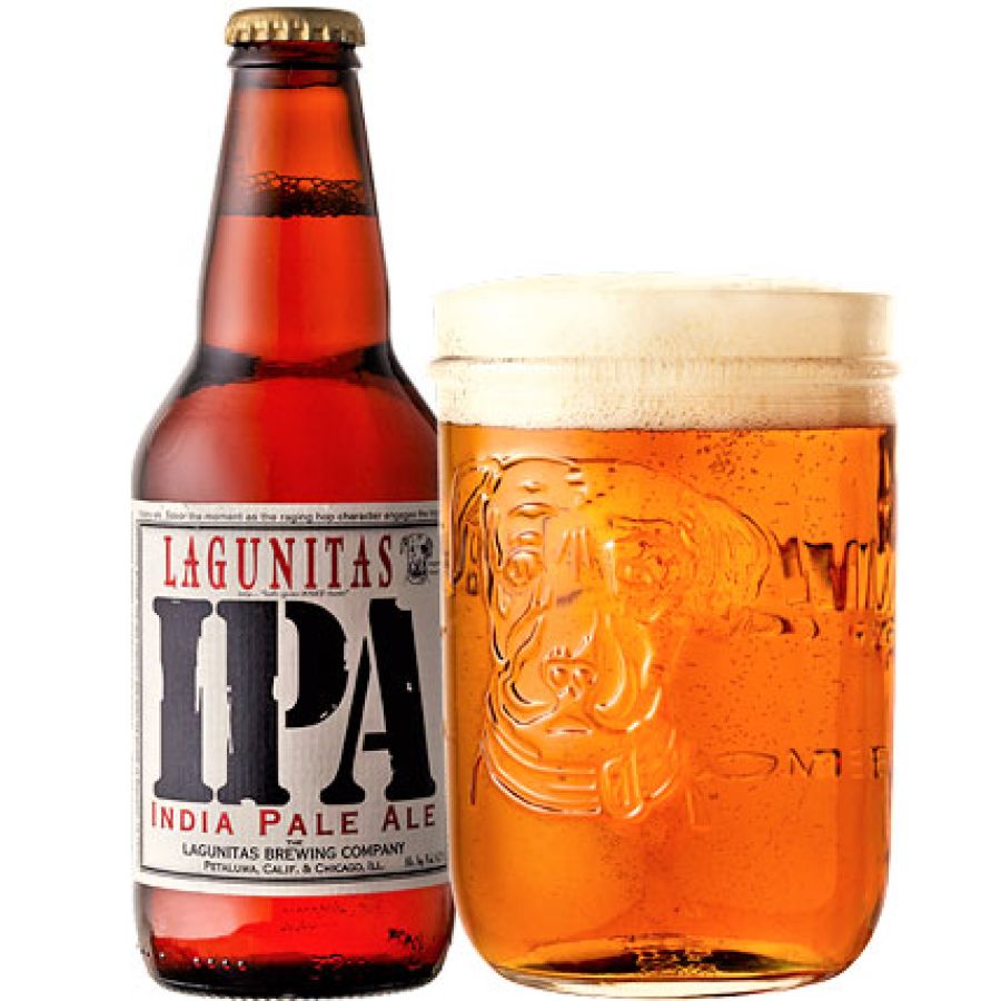 Photo of a pint of a bottle of Lagunitas' IPA © Languitas Brewery