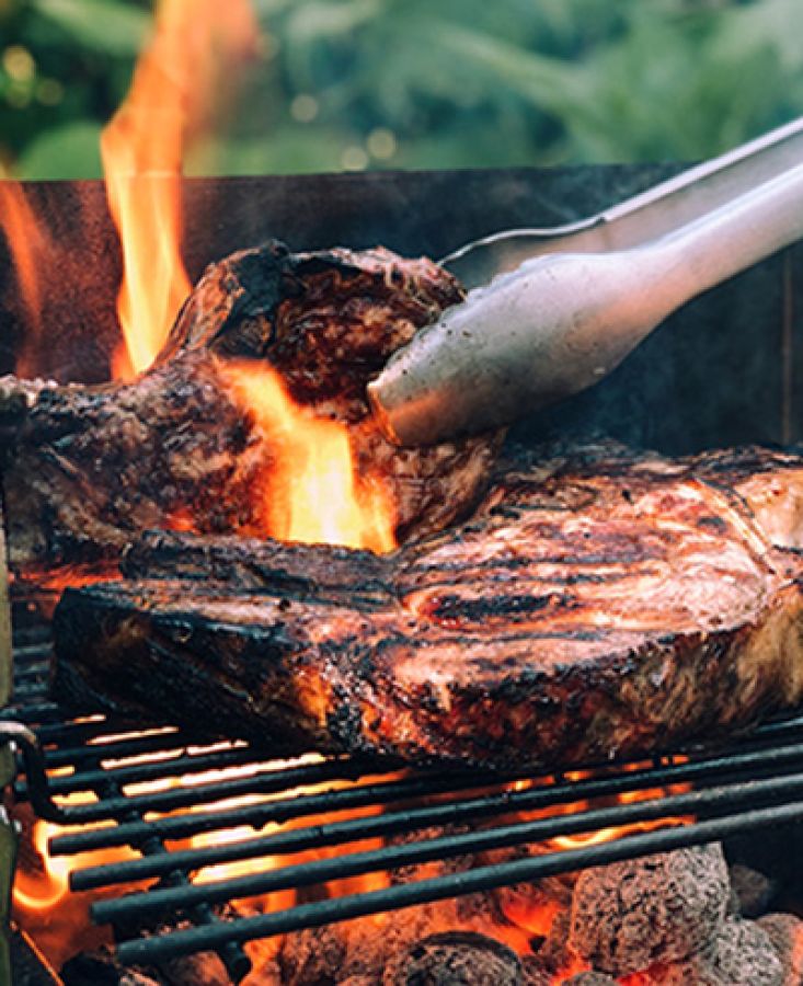 Meat roasting on a barbecue