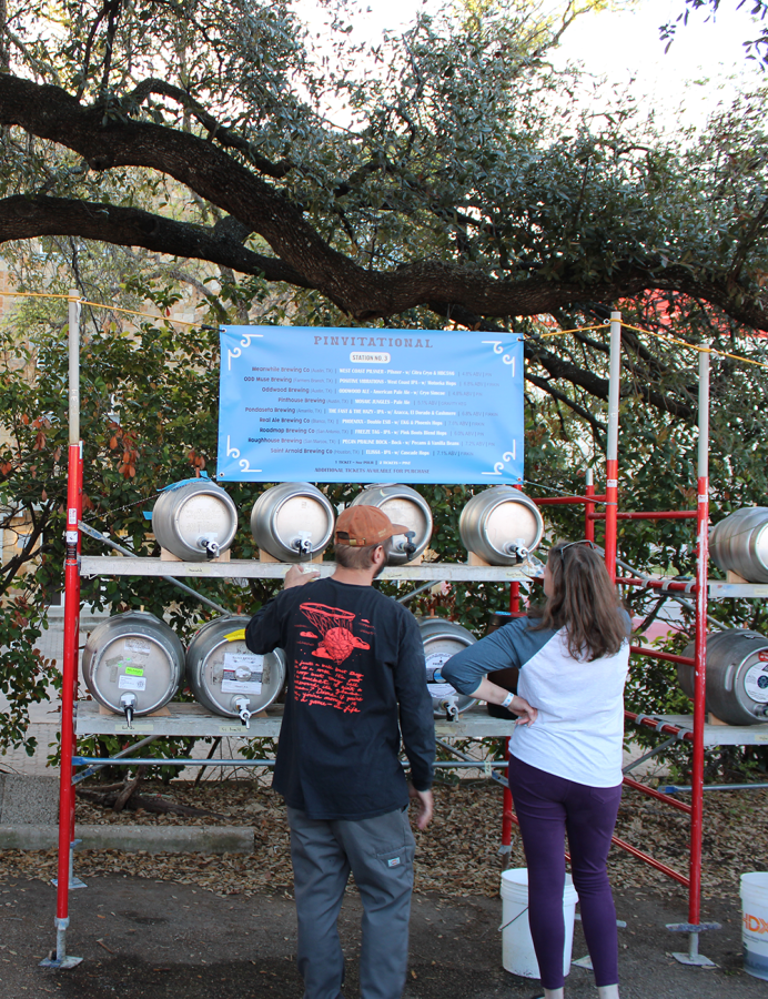 Photo of a rack of 8 containers of cask beer © 2024, Justin Brummer