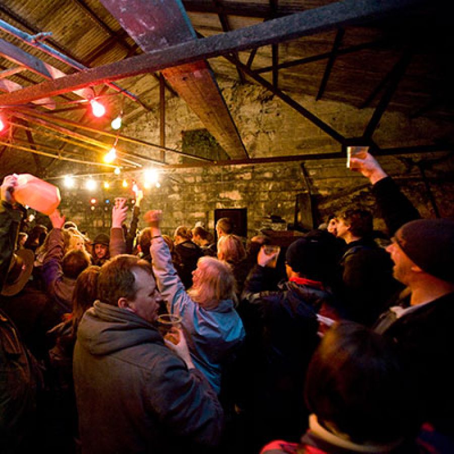 Photo of wassailers partying; ©2011, Bill Bradshaw Photography