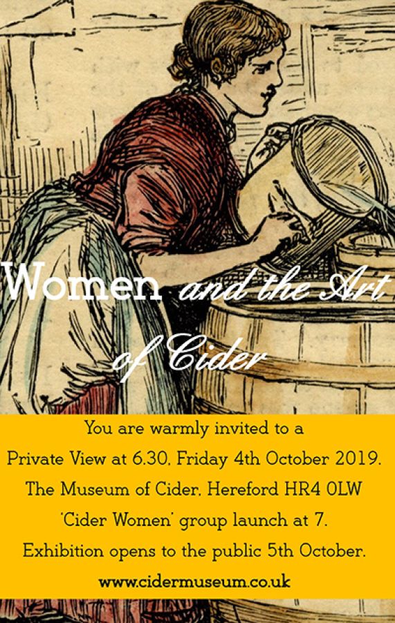 A copy invite to the Women and the Art of Cider exhibition at the Cider Museum in 2019.